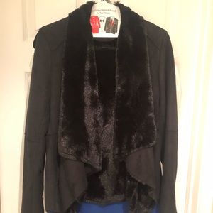 Fur/fleece lined wrap jacket